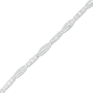 0.37 CT. T.W. Diamond Alternating Marquise Link Bracelet in Sterling Silver - 7.5"