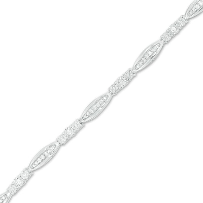 0.37 CT. T.W. Diamond Alternating Marquise Link Bracelet in Sterling Silver - 7.5"