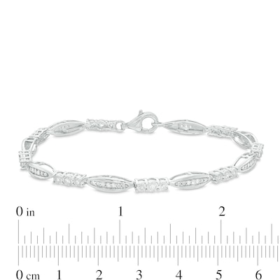 0.37 CT. T.W. Diamond Alternating Marquise Link Bracelet in Sterling Silver - 7.5"