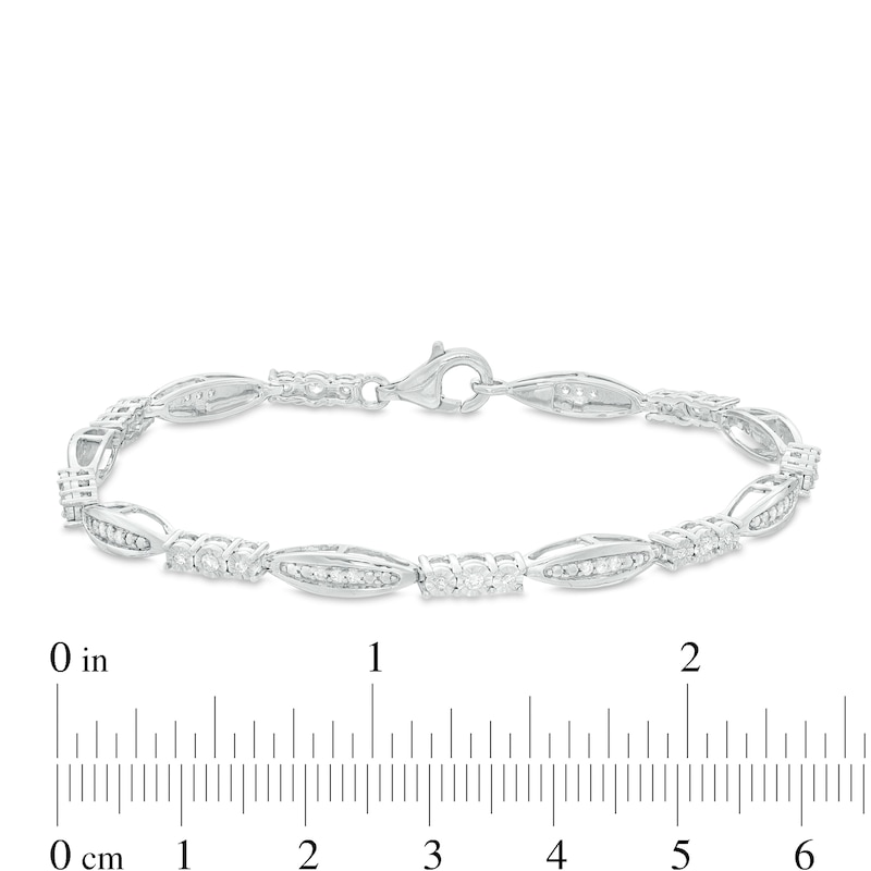 0.37 CT. T.W. Diamond Alternating Marquise Link Bracelet in Sterling Silver - 7.5"
