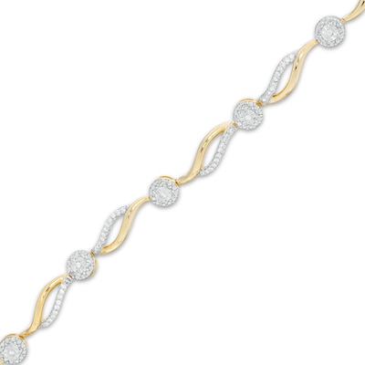 0.29 CT. T.W. Diamond Alternating Wave Bracelet in 10K Gold