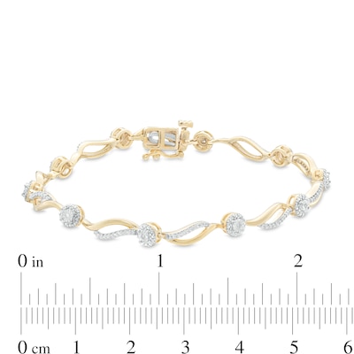 0.29 CT. T.W. Diamond Alternating Wave Bracelet in 10K Gold