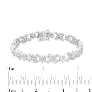 0.45 CT. T.W. Diamond "XO" Link Bracelet in Sterling Silver - 7.25"