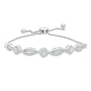 Thumbnail Image 0 of 0.23 CT. T.W. Diamond Tilted Cushion Frame Alternating Bolo Bracelet in Sterling Silver - 9.5"