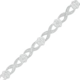 0.23 CT. T.W. Composite Diamond Alternating Infinity Link Bracelet in Sterling Silver - 7.5&quot;