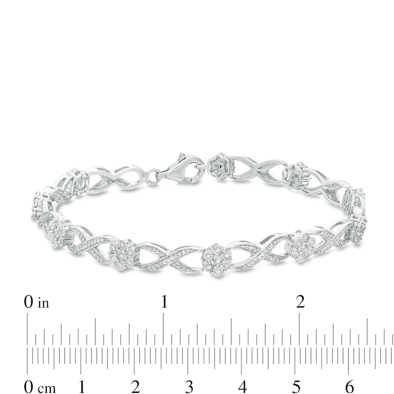0.23 CT. T.W. Composite Diamond Alternating Infinity Link Bracelet in Sterling Silver - 7.5"