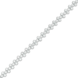 1.95 CT. T.W. Diamond Trios Tennis Bracelet in Sterling Silver - 7.25"