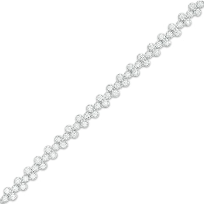 1.95 CT. T.W. Diamond Trios Tennis Bracelet in Sterling Silver - 7.25"