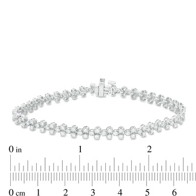 1.95 CT. T.W. Diamond Trios Tennis Bracelet in Sterling Silver - 7.25"