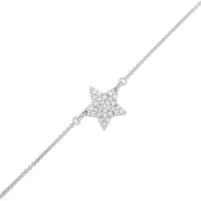 Marilyn Monroe™ Collection 0.13 CT. T.W. Diamond Star Bracelet in Sterling Silver - 7.25"