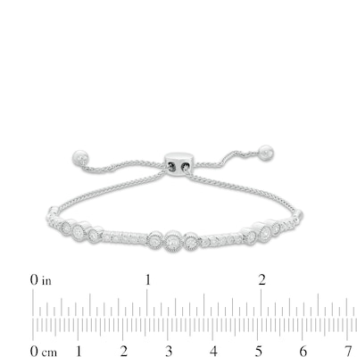 0.145 CT. T.W. Diamond Alternating Bolo Bracelet in Sterling Silver - 9.5"