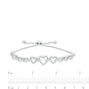 Thumbnail Image 2 of 0.04 CT. T.W. Diamond Alternating Heart Link Bolo Bracelet in Sterling Silver - 9.5"