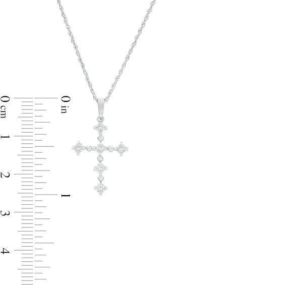 Diamond Accent Alternating Large and Small Cross Pendant in Sterling Silver