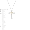 0.115 CT. T.W. Diamond Flared Cross with Heart Pendant in Sterling Silver and 10K Gold