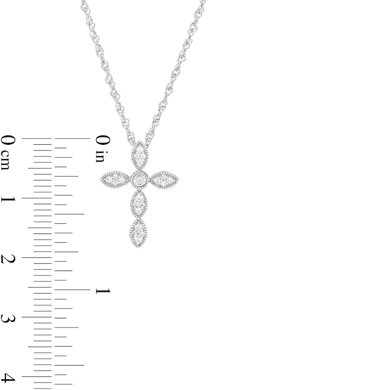 0.085 CT. T.W. Diamond Vintage-Style Marquise Cross Pendant in Sterling Silver|Peoples Jewellers