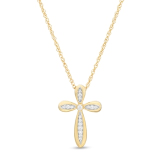 0.085 CT. T.W. Diamond Cross Pendant in 10K Gold