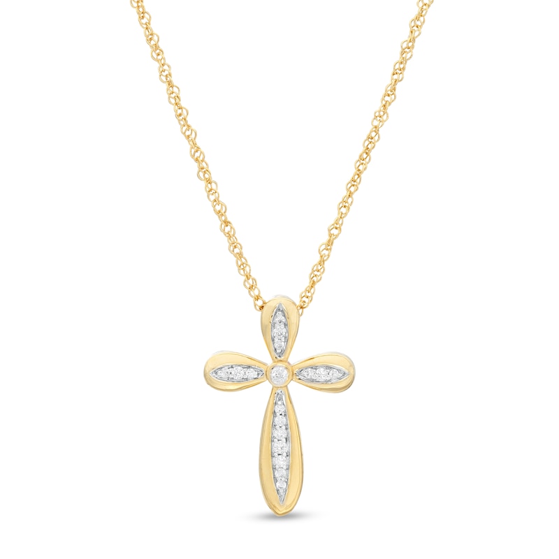 0.085 CT. T.W. Diamond Cross Pendant in 10K Gold|Peoples Jewellers