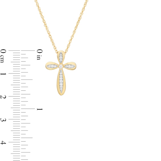 0.085 CT. T.W. Diamond Cross Pendant in 10K Gold