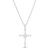 Thumbnail Image 0 of 0.145 CT. T.W. Diamond Cross Pendant in Sterling Silver