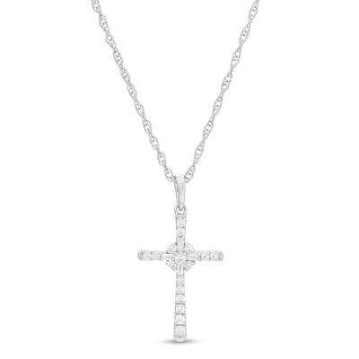 0.145 CT. T.W. Diamond Cross Pendant in Sterling Silver