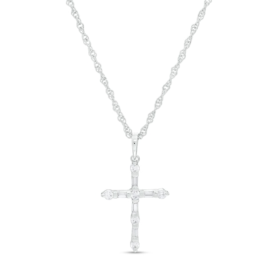 Diamond Ankh Necklace 1/3 ct tw Round & Baguette-cut 10K White Gold 18