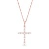 Thumbnail Image 0 of 0.18 CT. T.W. Baguette and Round Diamond Cross Pendant in 10K Rose Gold