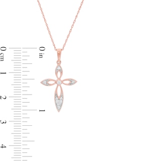 0.065 CT. T.W. Diamond Cross Pendant in 10K Rose Gold