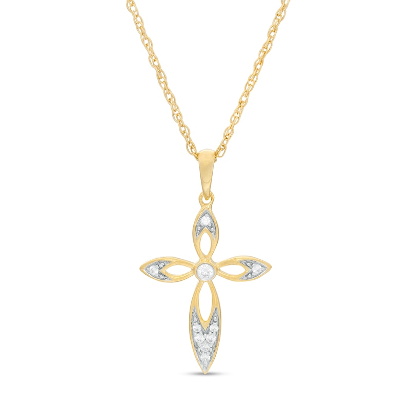 0.065 CT. T.W. Diamond Cross Pendant in 10K Gold|Peoples Jewellers