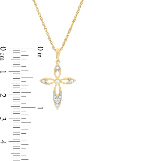 0.065 CT. T.W. Diamond Cross Pendant in 10K Gold