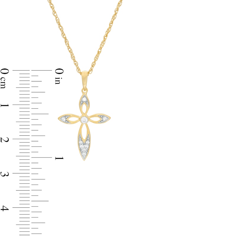 0.065 CT. T.W. Diamond Cross Pendant in 10K Gold