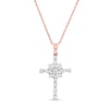 0.23 CT. T.W. Diamond Art Deco Cross Pendant in 10K Rose Gold