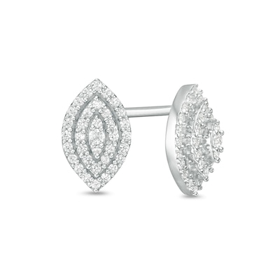 0.15 CT. T.W. Composite Diamond Double Marquise Frame Stud Earrings in 10K White Gold