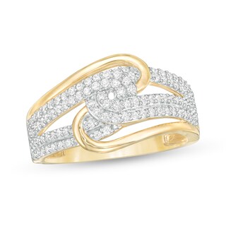 0.50 CT. T.W. Diamond Multi-Row Bypass Ring in 10K Gold