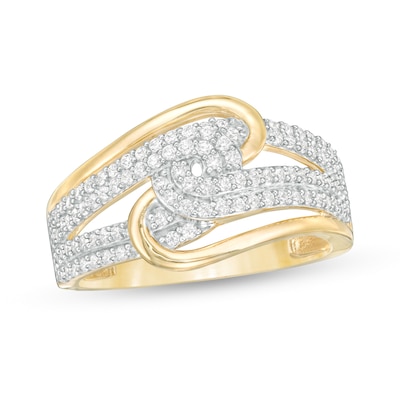 0.50 CT. T.W. Diamond Multi-Row Bypass Ring in 10K Gold