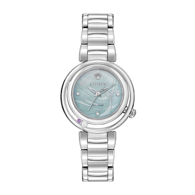 Ladies' Citizen Eco-Drive® Disney Ariel Diamond and Crystal Accent Watch with Mother-of-Pearl Dial (Model: EM0820-56N)