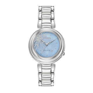 Ladies' Citizen Eco-Drive® Disney Frozen 2 Elsa Diamond Accent Watch with Blue Mother-of-Pearl Dial (Model: EM0580-58N)