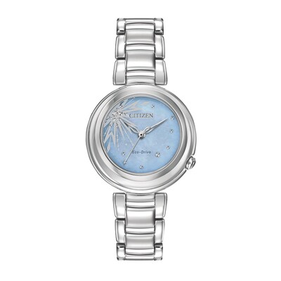 Ladies' Citizen Eco-Drive® Disney Frozen 2 Elsa Diamond Accent Watch with Blue Mother-of-Pearl Dial (Model: EM0580-58N)