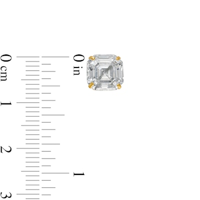 Asscher-Cut Cubic Zirconia Solitaire Stud Earrings in 10K Gold