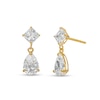 Thumbnail Image 0 of Pear-Shaped Cubic Zirconia Tilted Square Drop Earrings in 10K Gold