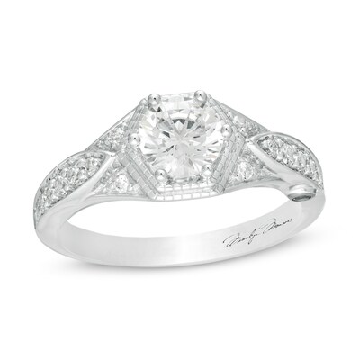 Marilyn Monroe™ Collection 0.95 CT. T.W. Diamond Hexagonal Frame Art Deco Engagement Ring in 14K White Gold