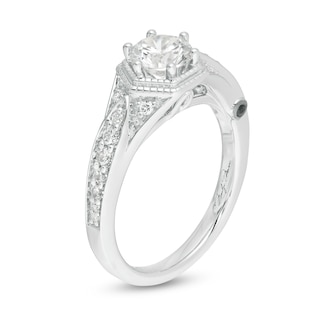 Marilyn Monroe™ Collection 0.95 CT. T.W. Diamond Hexagonal Frame Art Deco Engagement Ring in 14K White Gold