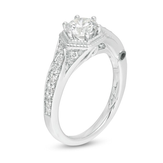 Marilyn Monroe™ Collection 0.95 CT. T.W. Diamond Hexagonal Frame Art Deco Engagement Ring in 14K White Gold