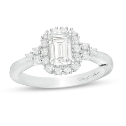 Marilyn Monroe™ Collection 0.95 CT. T.W. Emerald-Cut Diamond Frame Engagement Ring in 14K White Gold