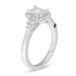 Marilyn Monroe™ Collection 0.95 CT. T.W. Emerald-Cut Diamond Frame Engagement Ring in 14K White Gold