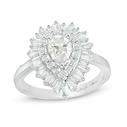 Marilyn Monroe™ Collection 1.45 CT. T.W. Pear-Shaped Diamond Frame Engagement Ring in 14K White Gold
