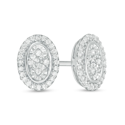 0.085 CT. T.W. Composite Diamond Oval Frame Stud Earrings in Sterling Silver