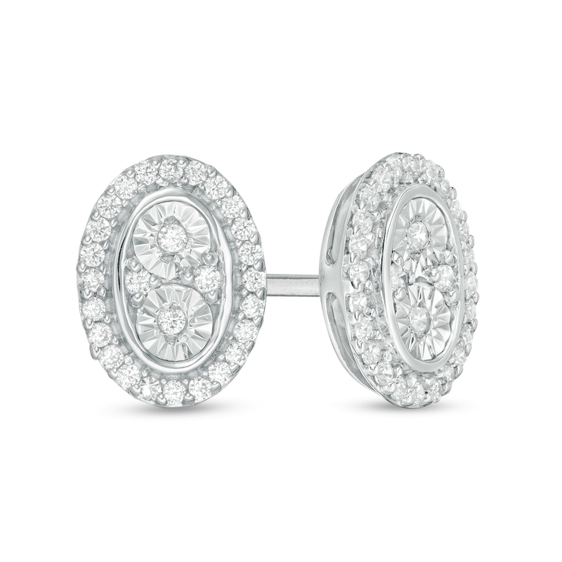 0.085 CT. T.W. Composite Diamond Oval Frame Stud Earrings in Sterling Silver|Peoples Jewellers