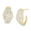 Thumbnail Image 0 of 0.23 CT. T.W. Diamond Wave J-Hoop Earrings in 10K Gold