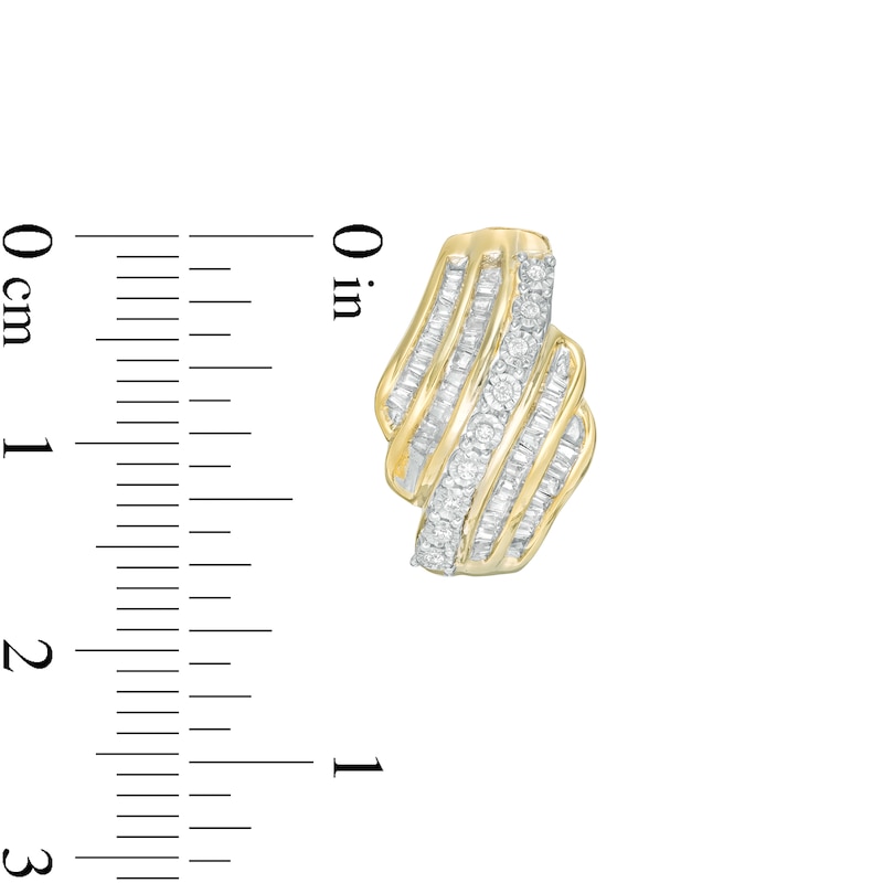 0.23 CT. T.W. Diamond Wave J-Hoop Earrings in 10K Gold