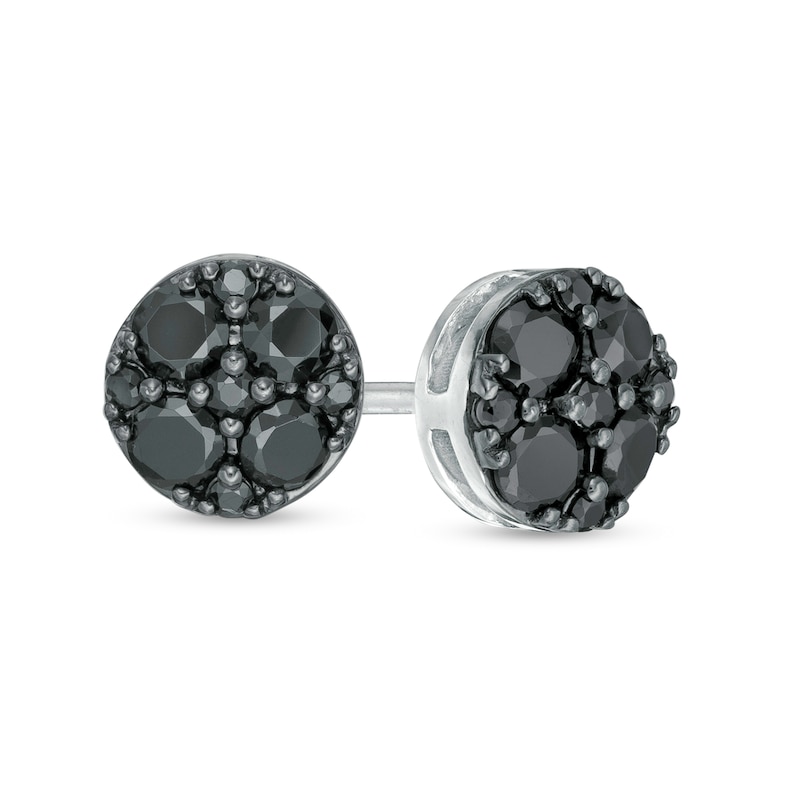 0.45 CT. T.W. Composite Black Diamond Circle Stud Earrings in 10K White Gold|Peoples Jewellers